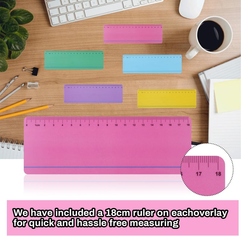 Winfox Dyslexia Tools for Kids, 8 Pieces Guided Reading Strips with Pink Colored Overlays, Reading Tracking Rulers for Dyslexia, ADHD, Visual Stress - Image 4